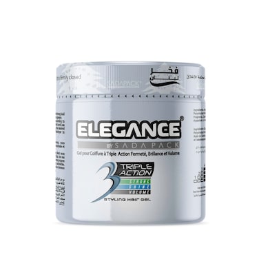 Elegance Triple Action Hair Gel - Silver, 500ml   Strong Hold, Glossy Finish, Flexible Styling