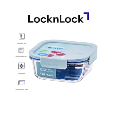 LocknLock Clear Glass Square 750ml Mint &ndash; Airtight, Heat-Resistant, BPA-Free Food Storage Container