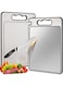Steel Cutting Board,Double Sided Chopping Board for Kitchen,Scratch Resistant with Mesh Design,Anti-Slip Silicone Edges,Juice Groove,Dishwasher Safe