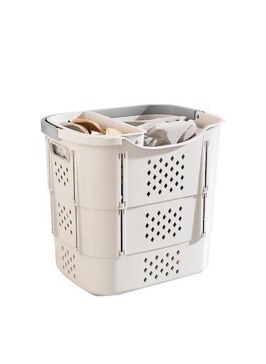Bathroom Clothes Storage Basket Dirty Clothes Basket with 1 Underwear Blue 38*29.5*38.5CM