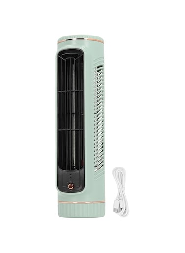 Cryfokt Table Tower Fan, 12000mAh 3 Speeds Adjustable Desk Cooler Fan, Compact Bladeless Quiet Rechargeable Table Cooling Fan, USB Chargeable Small Standing Fan for Bedroom Office