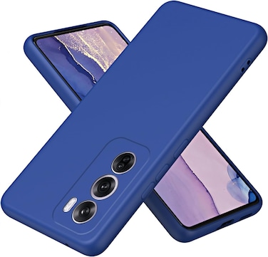 Case for Oppo Reno12 Pro 5G, Liquid Gel Rubber Bumper Case with Soft Microfiber Lining Cushion Slim Hard Shell Shockproof Protective Cover for Reno 12 Pro 2024 (Blue)