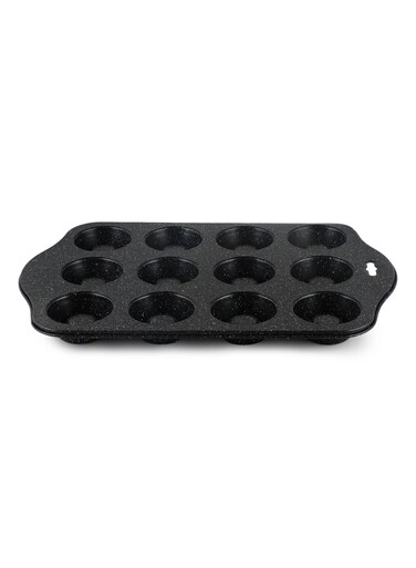 Smile Non-Stick Carbon Steel 12-Cup Muffin Pan with Granite Coating &acirc;&euro;&ldquo; Oven Safe Baking Tray