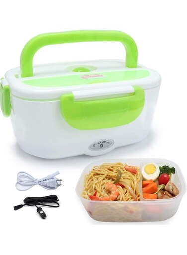 Lunch Box, Portable Food Heater Car and Home Dual Use with BPA Free PP Plastic Container Food Grade Material 110V&amp;12V40W, Food Warmer Heater 1.5L, Spoon and 2 Compartments Included &acirc;&euro;&brvbar;