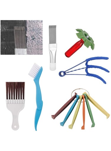 HBSTUDIO 6Pcs Air Conditioner Fin Combs Kit, AC Coil Combs Cleaning Brush, Condenser Straightener for AC Unit Radiators Evaporators