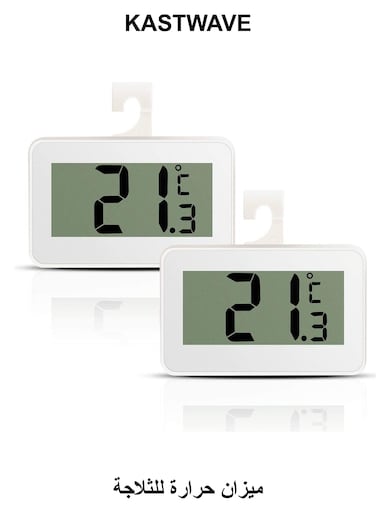 Digital Refrigerator Thermometer, 2 Pcs Waterproof Freezer Room Thermometer, High Precision Fridge Alarm Thermometer with Hook for Kitchen Home, Fahrenheit () or Celsius()
