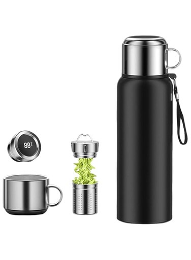 ALMEKAQUZ Smart Water Bottle With Protective Case, 1200ml LED Temperature Display Thermos Cup, Stainless Steel Vacuum Travel Mug for 12 Hours