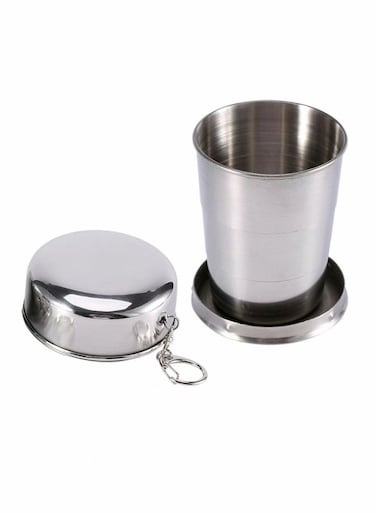 Folding Cup Premium Stackable Metal Drinking Outdoor Telescopic Collapsible Mug Camping Hiking Bottle Portable Retractable Water Containers 150ml/5.3oz