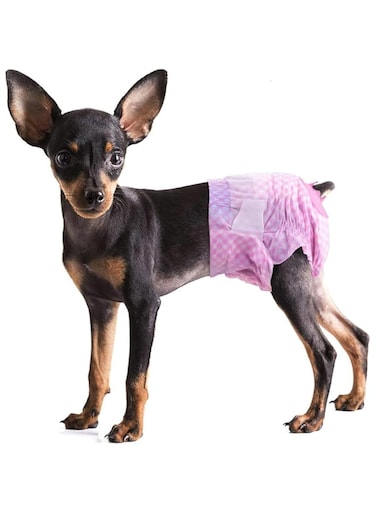 Mumoo Bear Dog Diapers Female - Disposable Dog Diapers, Cat Diapers for Female Cats, Puppy Diapers with Adjustable Foam Tail Hole 10pcs (L,Pink)