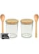 PESCADOR Glass Jars With Wooden Lids and 2 spoons- 250ml for food storage, dry goods,tea, jams, and Candy- spice jar for kitchen storage-ideal glass container for preserving food 2 Count - 250ML