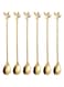 DELFINO Stainless Steel Gold Leaf, Long Handle Iced Tea Spoons Set Creative Stirring Spoons, Creative Tableware Dessert Spoons, Stirring, Premium Food Grade Stainless Steel(Gold, 6 Pcs)