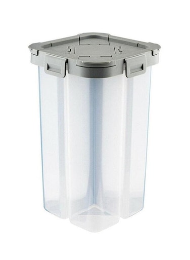 4-Compartment Cereal Storage Container Clear/Grey 15X15X25centimeter