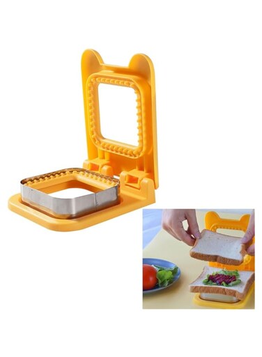 Bolivia's Sandwich Cutter and Sealer, Yellow Sandwich Cutter and Sealer Set, Square Easy To Clean Pocket Sandwiches Cutter Uncrustables Maker, Sandwich Cutters for kids love lunchables