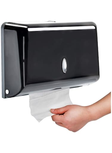 AIFUSI Commercial Wall Mount Paper Towel Dispenser, Black ABS Plastic, Holds 200 Sheets, C-Fold/Multifold, Kitchen/Bathroom