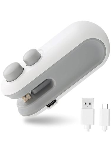 sddjqy Mini Bag Sealer, Heat Bag Sealer with Cutter for Chips Snacks, Type C Rechargeable Handheld Bag Resealer Portable Plastic Sealer Heat Seal Vacuum Automatic Sealing Machine