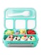 Arabest Bento Box, 1300ml 4 Compartment Square Portable Adult Lunch Box Containers, Durable Leak Proof Microwavable Sandwich Box, Leakproof Food Storage Set for School, Work, Picnic (Green)
