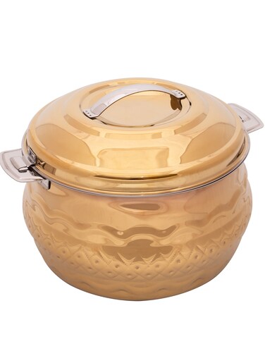 Stainless Steel Waves Hotpot With Nakshi Bottom 5 Liters Gold Colour