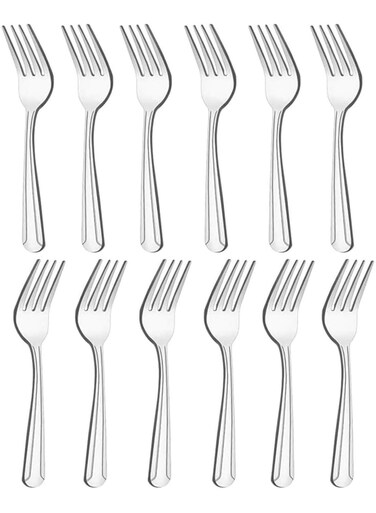 Steel Table Fork Set Silver 12 Pcs 20 x 2.5 x 2 cm