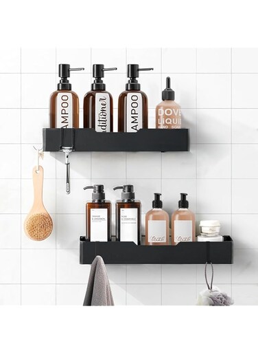 SPNOR Large Shower Caddy, 2 Pack Adhesive Shower Organizer, No Drill Shower Shelves for Inside Shower, Rustproof Stainless Steel Shower Rack for Bathroom, Apartment Essentials