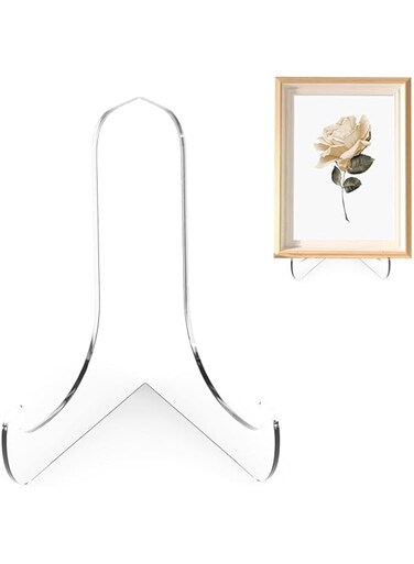 Khazna 6 Pack 60-Degree Angle Acrylic Plate Stand, 3 inch Clear Acrylic Display Easel, Clear Tablet Holder for Displaying,3" H x 3.125" W x 2.5" D