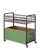 storage rack trolley with heightened fence, toys, books, snacks, sundries storage box, bedroom living room, four-wheeled large-capacity widened and movable dark green