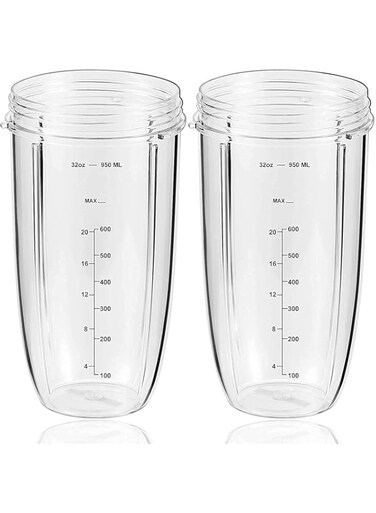 MEET JUICE Replacement Parts 32oz Blender Cups (2 Packs) Replacement Blender Cups Compatible with NutriBullet 600w and 900w Blender