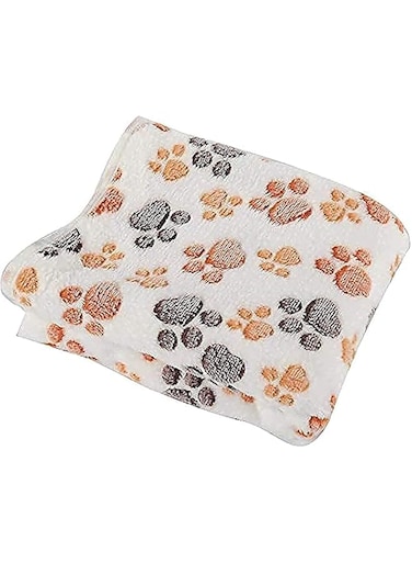 Excefore Pet Blanket，Puppy Blanket Pet Cushion Small Dog Cat Bed Soft Warm Sleep Mat, Pet Dog Cat Puppy Kitten Soft Blanket Warm Bed Mat Paw Print Cushion， Suitable for All Kinds of Domestic Pets