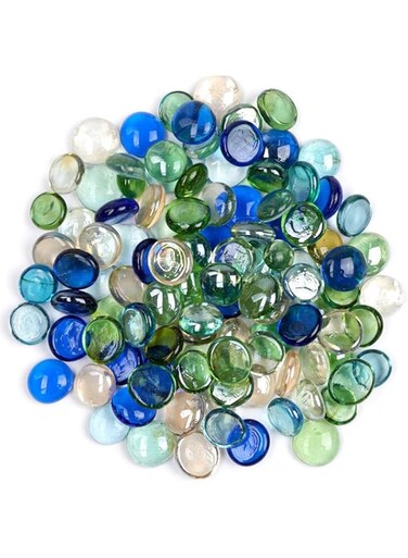 Pebbles,1 Pack Approx 60 Pieces Flat Glass Marbles Vase Fillers Fish Tank Aquarium Pebbles Decoration Gem Mixed Colored Flat Glass Pebbles (15-20 mm)