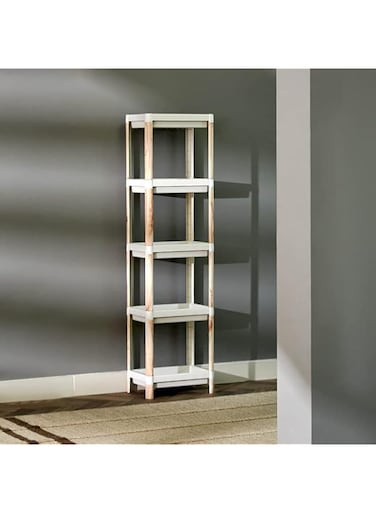HomeBox Nova Rectangle 4-Tier Caddie with Wooden Finish 130 x 23cm Brown