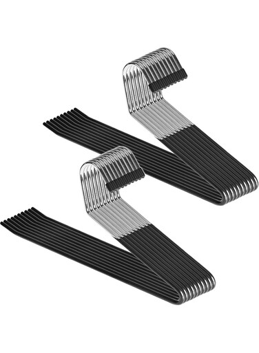 Zober Strong and Durable Space Saving Open Ended Pant Hanger, Anti-Rust Chrome Metal Slack Jean Trousers Hangers with Non-Slip Rubber Coating, Pack of 20