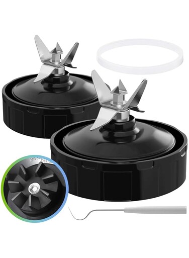 MEET JUICE (Pack of 2) Blender Replacement Parts 7 Fins Extractor Blade Assembly with Rubber Gasket Compatible with Nurti Ninja Blenders Auto iQ BL480 BL482 BL642 BL682 NN102