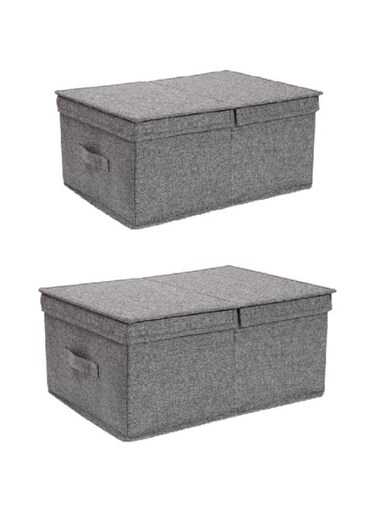 JANNAH 2Pcs Storage Bag Storage Box With Lid Clothes Storage Foldable Storage Bags (Style - A)