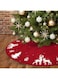 Dremisland Christmas Tree Skirt, Cable Knit Knitted Thick Rustic Tree Skirt for Xmas Holiday Decoration- 3D Elk and Christmas Tree (36in, Red)
