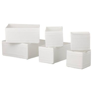 Drawer Organiser Box, White &acirc;&euro;&ldquo; Set of 6