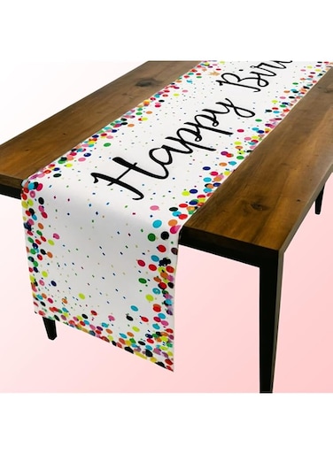 Duomama White Birthday Party Table Runner - 72 Inches Celebrate Decor - Elegant Table D&eacute;cor for Birthday Celebrations - Premium Quality White Runner