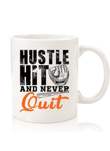Premium Quality Two Sided Printed Coffee Mug Tea Cup For Home Office, Kids Men Women Hustle hit and never quit black