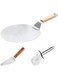Stainless Steel Pizza Peel Set, Heat-resisting Pizza Paddle with Non-Slip Wood Handle, Pizza Peel Pad Stainless Pizza Spatula for Baking Homemade Pizza and Bread