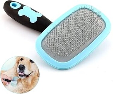 X spring Dog Hair Brush, Slicker Brush for Dogs with Anti Slip Handle, Pet Grooming Brush for Dogs Short Hair and Long Hair, Rotatable Shedding Dog Hair Brush for Small Dogs Poodle Cats (Blue)
