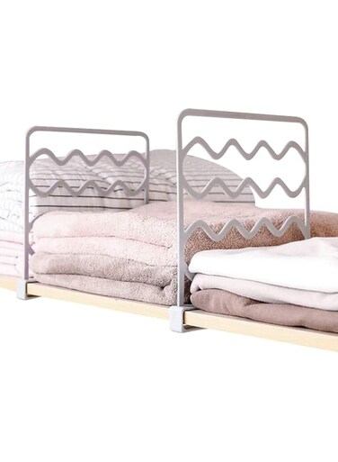 DELFINO Shelf Dividers, 4 PCS Closet Shelf Separator, Space Saving Wardrobe Organizer Clothes Storage Rack for Storage and Organization in Bedroom, Bathroom, Kitchen and Office Shelves