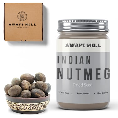 AWAFI MILL Dried Indian Nutmeg Seeds - Premium Quality - Aromatic Spice - Rich in Flavor &amp; Nutrients - Versatile Culinary Ingredient (Bottle of 50 gram / 1.7 Oz)
