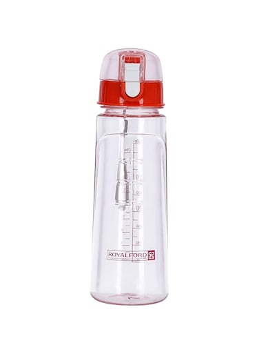 Royalford Rf5223Pn Water Bottle With Volume Marker- Portable Motivational Water Bottle With Straw And Handle Large Bpa Free Eco Friendly   550 Ml   Ideal For Sports Gym Fitness Trekking &amp; More