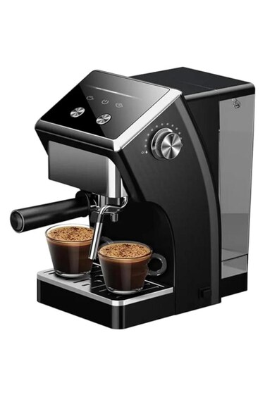 Semi-Automatic Espresso Machine with Milk Frother, Steam Wand, Removable Tray &amp; Water Tank, Black