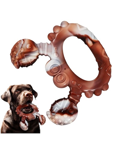 Tough Dog Chew Toy for Aggressive Chewers,Indestructible Interactive Beef Flavor Dog Teething Toy,Durable Nylon Dog Teeth Cleaning Chew Toy for Large Medium Dogs