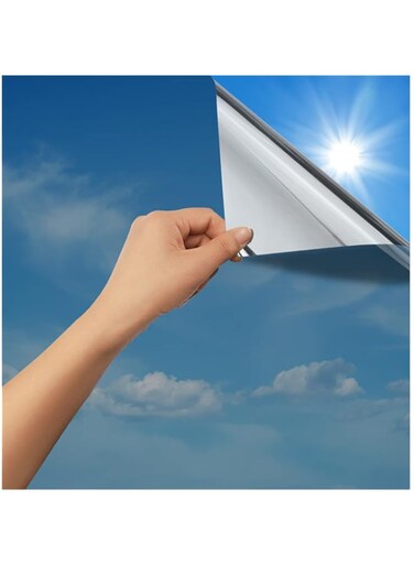 bpa One Way Window Film, Mirror Effect Tint Glass Covering for Home Office, Daytime Privacy Protecting Reflective Heat Control Anti UV Door Sticker for House, 17.5 x 78.7 inches, Silver