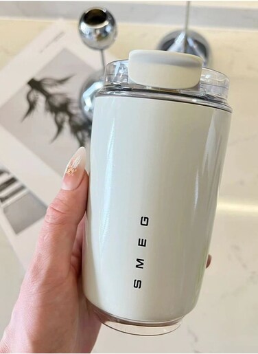 Travel Coffee Mug, 320ml Insulated Beverage Cup With Leakproof Lid, Long Lasting Coffee Tumbler With Lid And Straw, Travel Coffee Thermos White