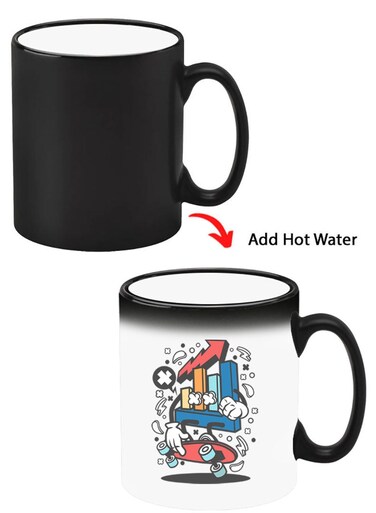 Color Changing Heat Sensitive Ceramic Mug, Image Revealed When HOT Liquid is Added! Stocks Market