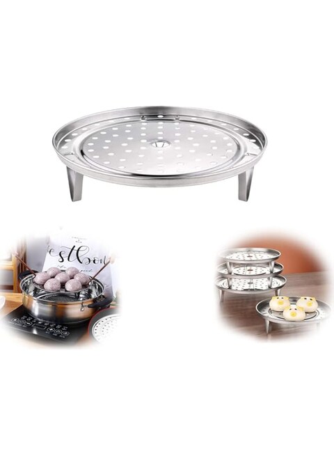 MAKINGTEC Stainless Steel Round Steamer Rack Plate Three-legged Steaming Stand for Home Kitchen Cooking Small Size