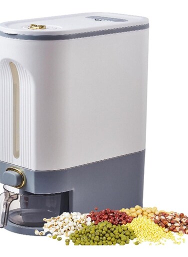 Rice Storage Automatic Box/Container - Large Sealed Kitchen Grain &amp; Rice Dispenser with Lid, 10KG