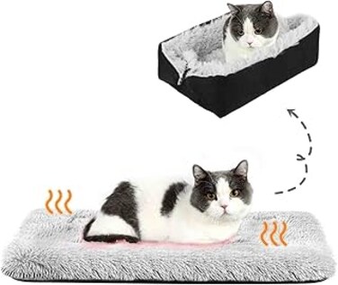 OYUNCU NUJOOM Cat Bed Small Dog Bed, Self Warming Cat Beds Self Heating Cat Dog Mat, Extra Warm Thermal Pet Pad Pet Bed Snooze Sleeping for Cat/kitten/Dog/Pet (Black)