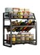 Arabest Spice Rack Organizer, 3-Tier Large Foldable Metal Spice Storage Rack for Countertops with Shelf Liner, Seasoning Organizer Spice Shelf Kitchen Counter Storage for Kitchen Office (Black)